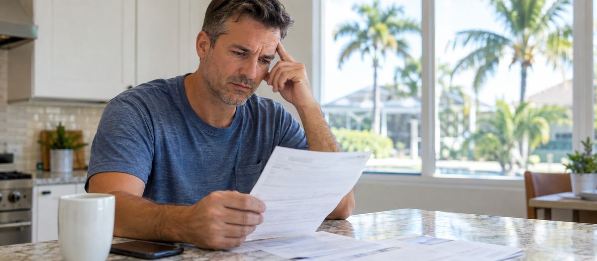 Florida homeowner reviewing a high summer electric bill