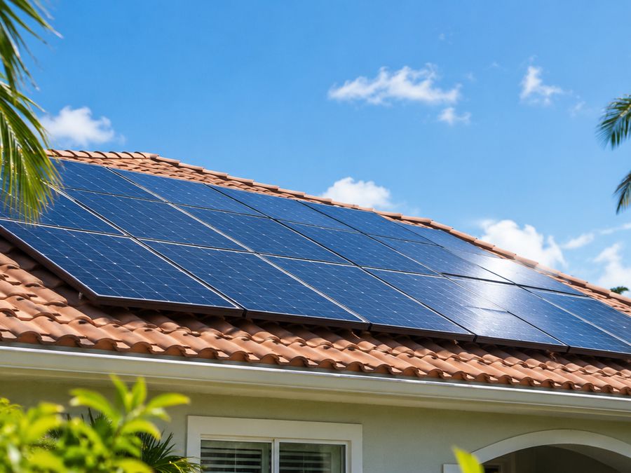 Solar panels on a Florida tile roof